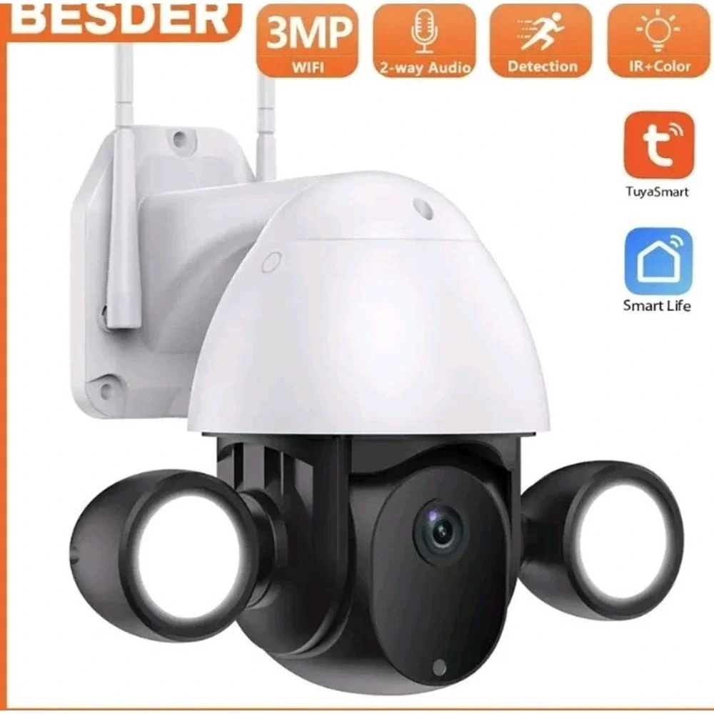 3MP Smart Camera WiFi Floodlight Security Camera Outdoor‎ Video Surveillance